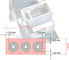 Figure 3. Minimum required clearance for multinozzle dip processes